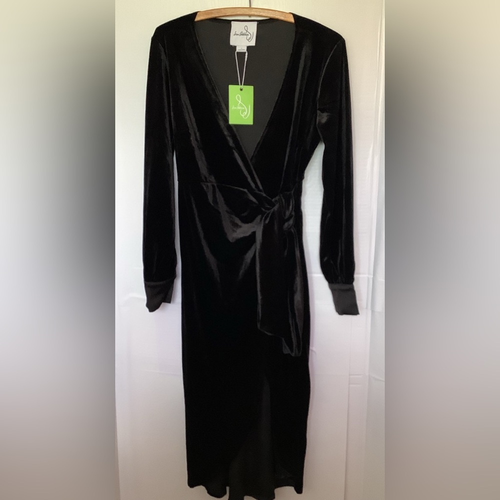 Sam Edelman Women's Velvet V-Neck‎ Wrap Dress in Black sz 2 NWT